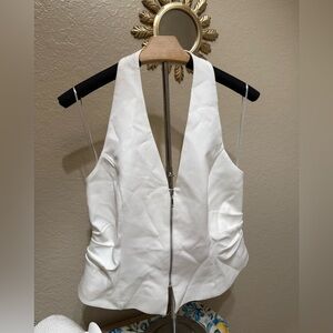 Zara Ivory Zip-Up Sleeveless Top